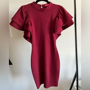 Ruffle Shoulder Bodycon Dress